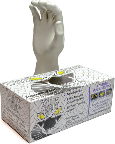 White Mamba 7mil Latex Gloves,  X-Large - Case of 10 boxes (100 per box)