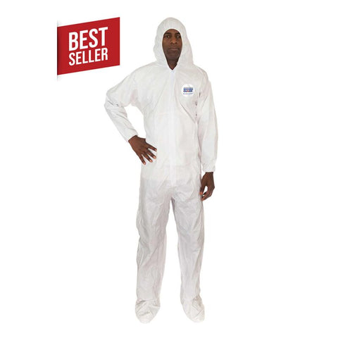 Enviroguard Microporous Coverall with Attached Hood & Boot, Elastic Wrist, Elastic Back - M - Case of 25