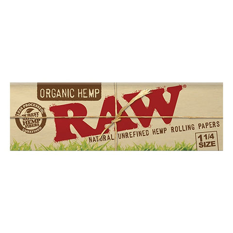 RAW Organic Hemp Papers 1-1/4'' 50 Leaves/Pack - Box of 24