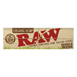 RAW Organic Hemp Papers Single Wide 50 Leaves/Pack - Box of 25