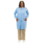 Enviroguard Light Blue SMS Lab Coat with 3 Pockets, Knit Wrists and Collar - Size M - Case of 30