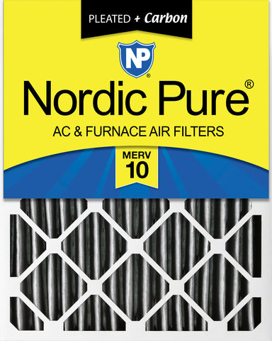 12x24x4 (3 5/8) Furnace Air Filters MERV 10 Pleated Plus Carbon 1 Pack