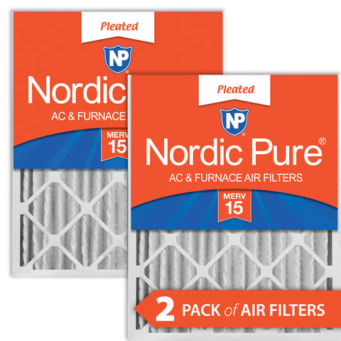 20x25x4 (3 5/8) Pleated MERV 15 Air Filters 2 Pack