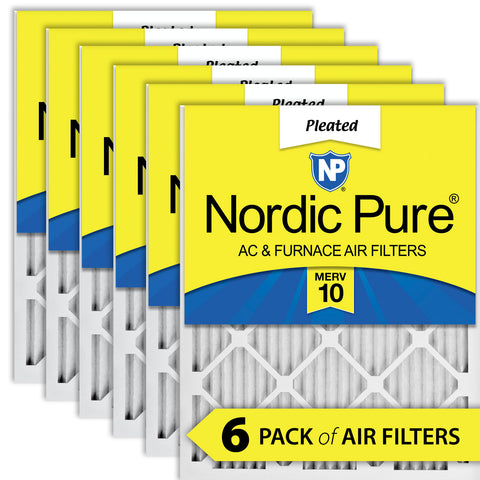 10x10x1 Pleated MERV 10 Air Filters 6 Pack