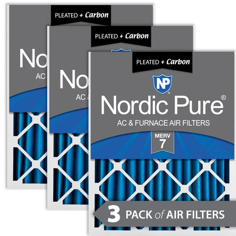 14x20x2 Pleated Air Filters MERV 7 Plus Carbon 3 Pack