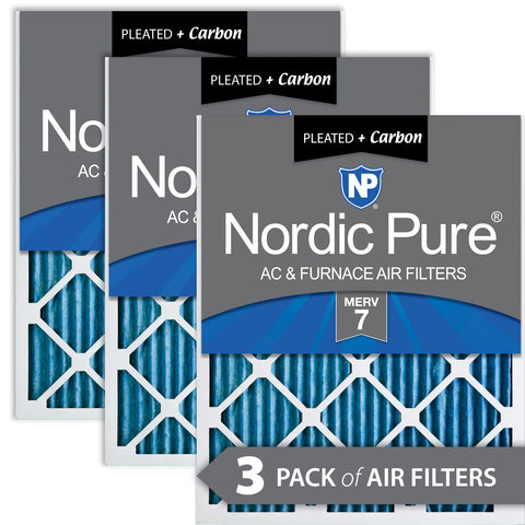 12x24x1 Pleated Air Filters MERV 7 Plus Carbon 3 Pack