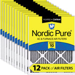 12x16x1 MERV 10 Plus Carbon AC Furnace Filters 12 Pack