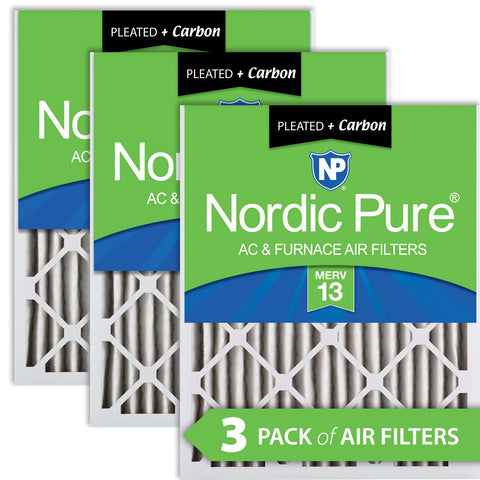 14x24x2 Pleated Air Filters MERV 13 Plus Carbon 3 Pack