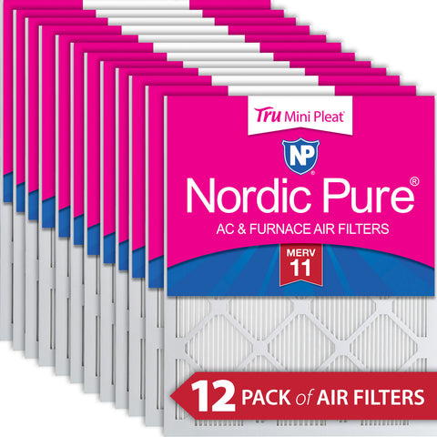 10x20x1 Nordic Pure Tru Mini Pleat MERV 11 AC Furnace Air Filters 12 Pack