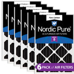 12x24x4 (3 5/8) Pure Carbon Pleated Odor Reduction Merv 8 Furnace Filters 6 Pack