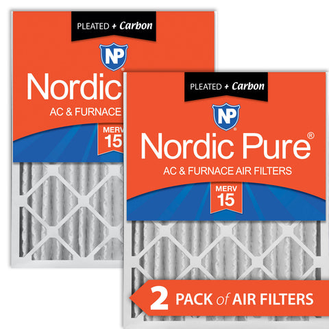 20x20x4 (3 5/8) Pleated Air Filters MERV 15 Plus Carbon 2 Pack