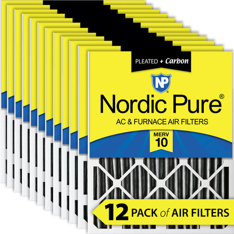 12x24x2 Furnace Air Filters MERV 10 Pleated Plus Carbon 12 Pack