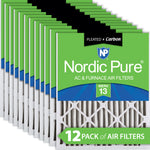 16x16x2 Pleated Air Filters MERV 13 Plus Carbon 12 Pack