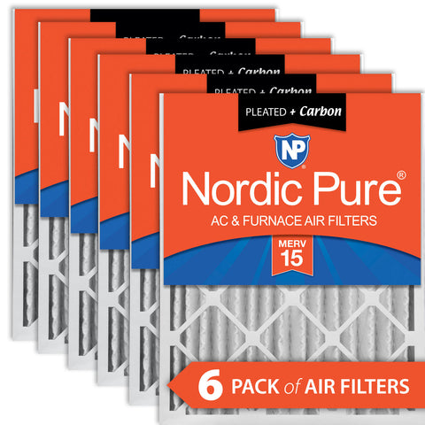 20x24x4 (3 5/8) Pleated Air Filters MERV 15 Plus Carbon 6 Pack