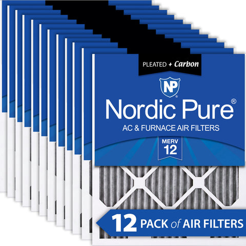 14x24x1 Furnace Air Filters MERV 12 Pleated Plus Carbon 12 Pack