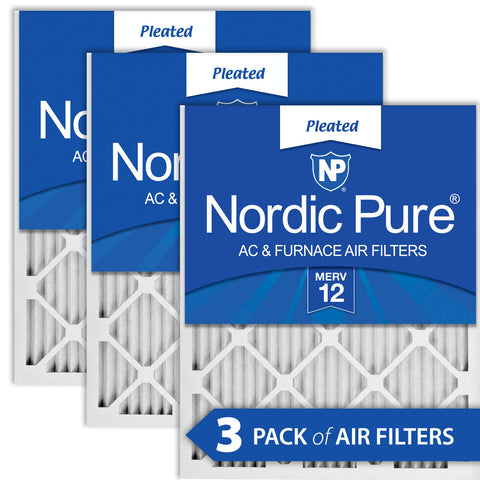 12x24x1 Pleated MERV 12 Air Filters 3 Pack