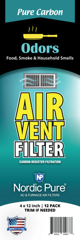 Carbon Air Vent Filters 4x12 (Register Vent Filters) 1 Pack of 12