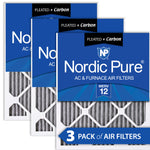 14x20x1 Furnace Air Filters MERV 12 Pleated Plus Carbon 3 Pack