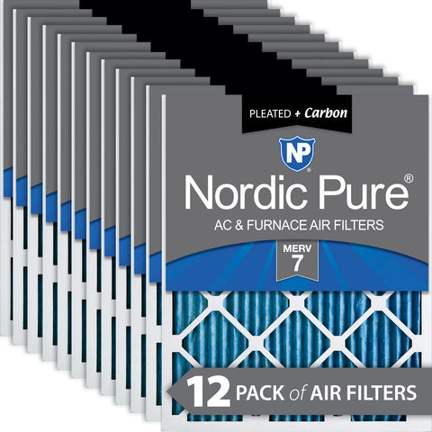 12x24x1 Pleated Air Filters MERV 7 Plus Carbon 12 Pack