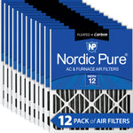 12x25x2 Furnace Air Filters MERV 12 Pleated Plus Carbon 12 Pack