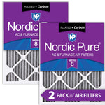 12x24x1 Furnace Air Filters MERV 8 Pleated Plus Carbon 2 Pack