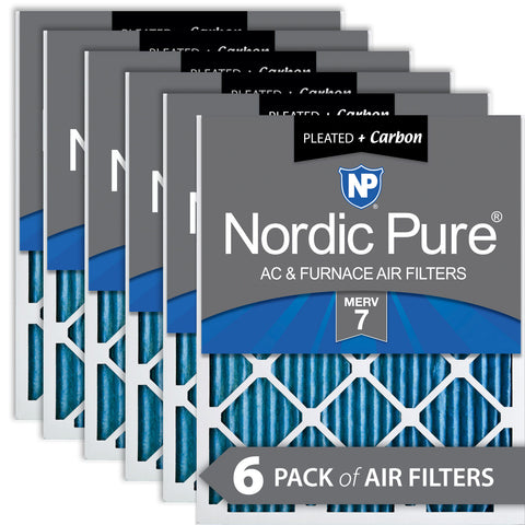 14x24x1 Pleated Air Filters MERV 7 Plus Carbon 6 Pack