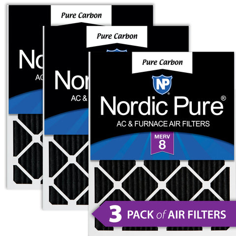 10x20x1 Pure Carbon Pleated Odor Reduction Furnace Air Filters 3 Pack