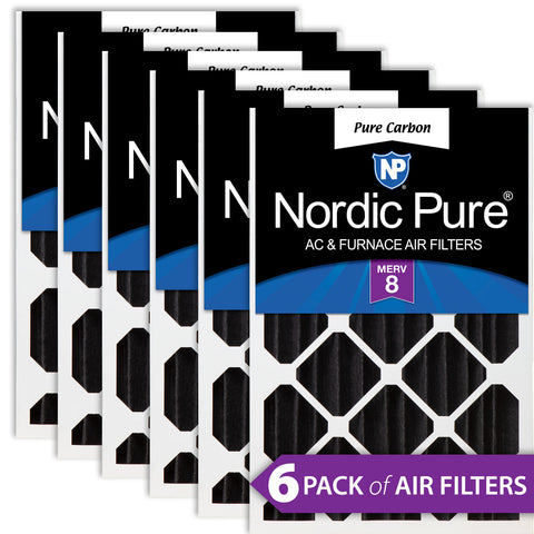 16x24x4 (3 5/8) Pure Carbon Pleated Odor Reduction Merv 8 Furnace Filters 6 Pack