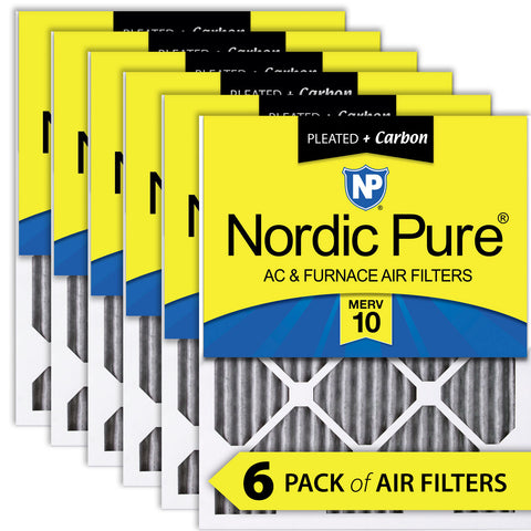 14x24x1 Furnace Air Filters MERV 10 Pleated Plus Carbon 6 Pack