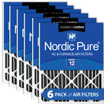 12x24x4 (3 5/8) Furnace Air Filters MERV 12 Pleated Plus Carbon 6 Pack