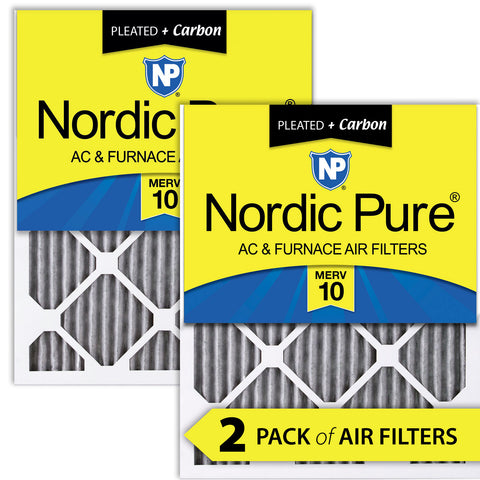 12x24x1 Furnace Air Filters MERV 10 Pleated Plus Carbon 2 Pack