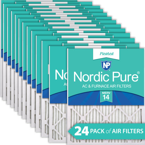 12x25x1 Pleated MERV 14 Air Filters 24 Pack