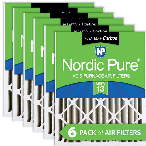 16x20x4 (3 5/8) Pleated Air Filters MERV 13 Plus Carbon 6 Pack